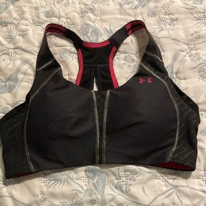 Under Armour Black and Pink High-Impact Sports Bra